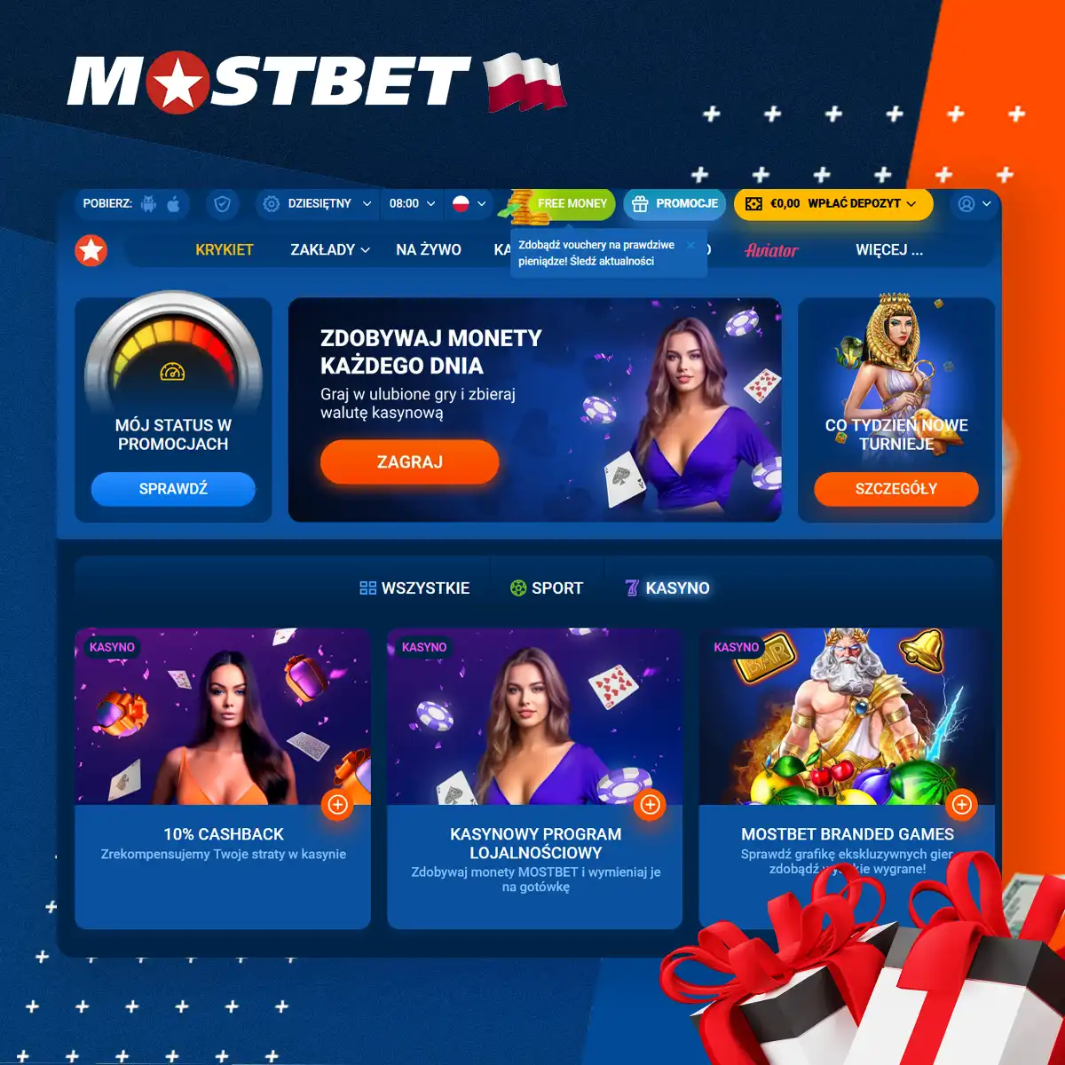 Bonusy kasynowe dla polskich graczy Mostbet