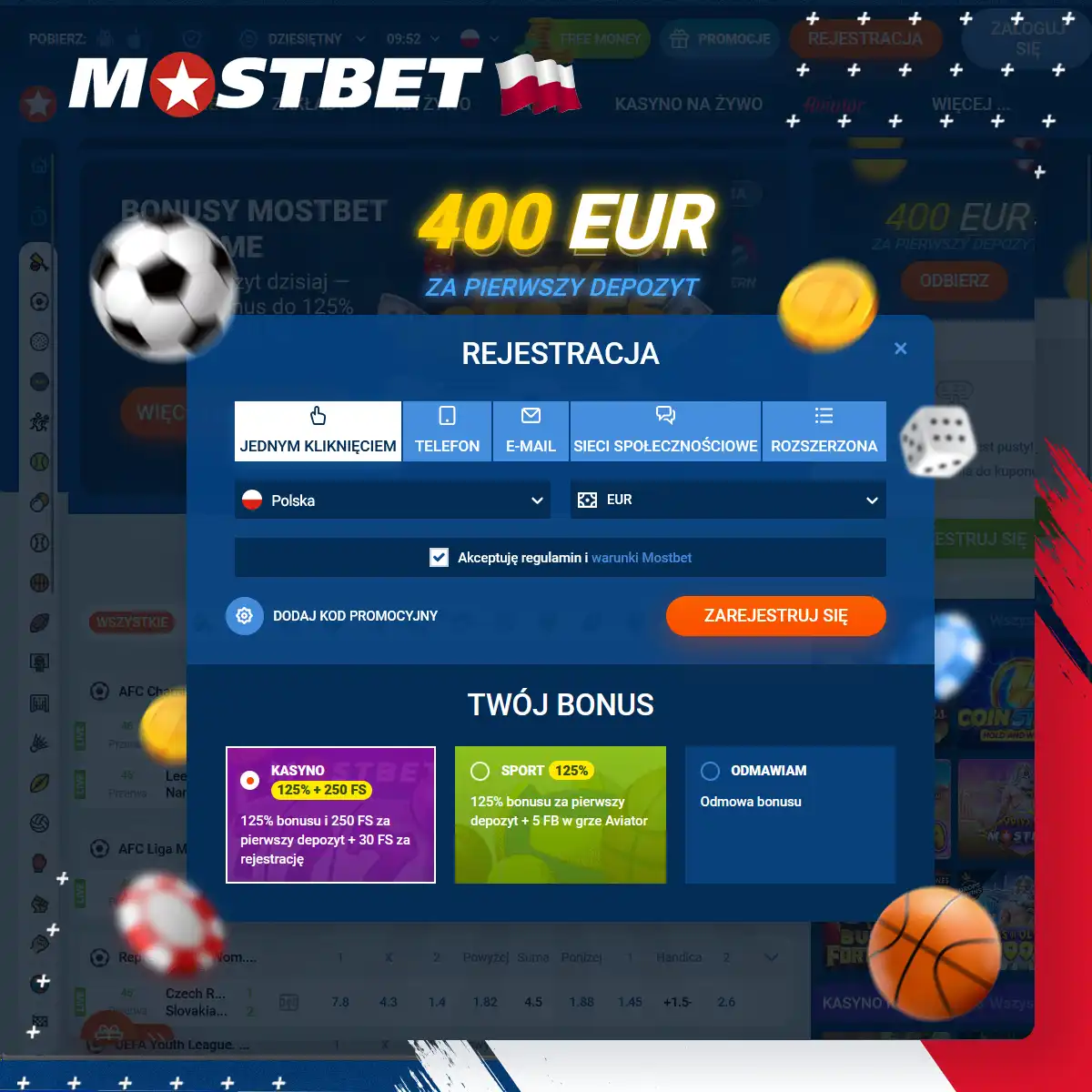 Proces rejestracji w Mostbet w Polsce