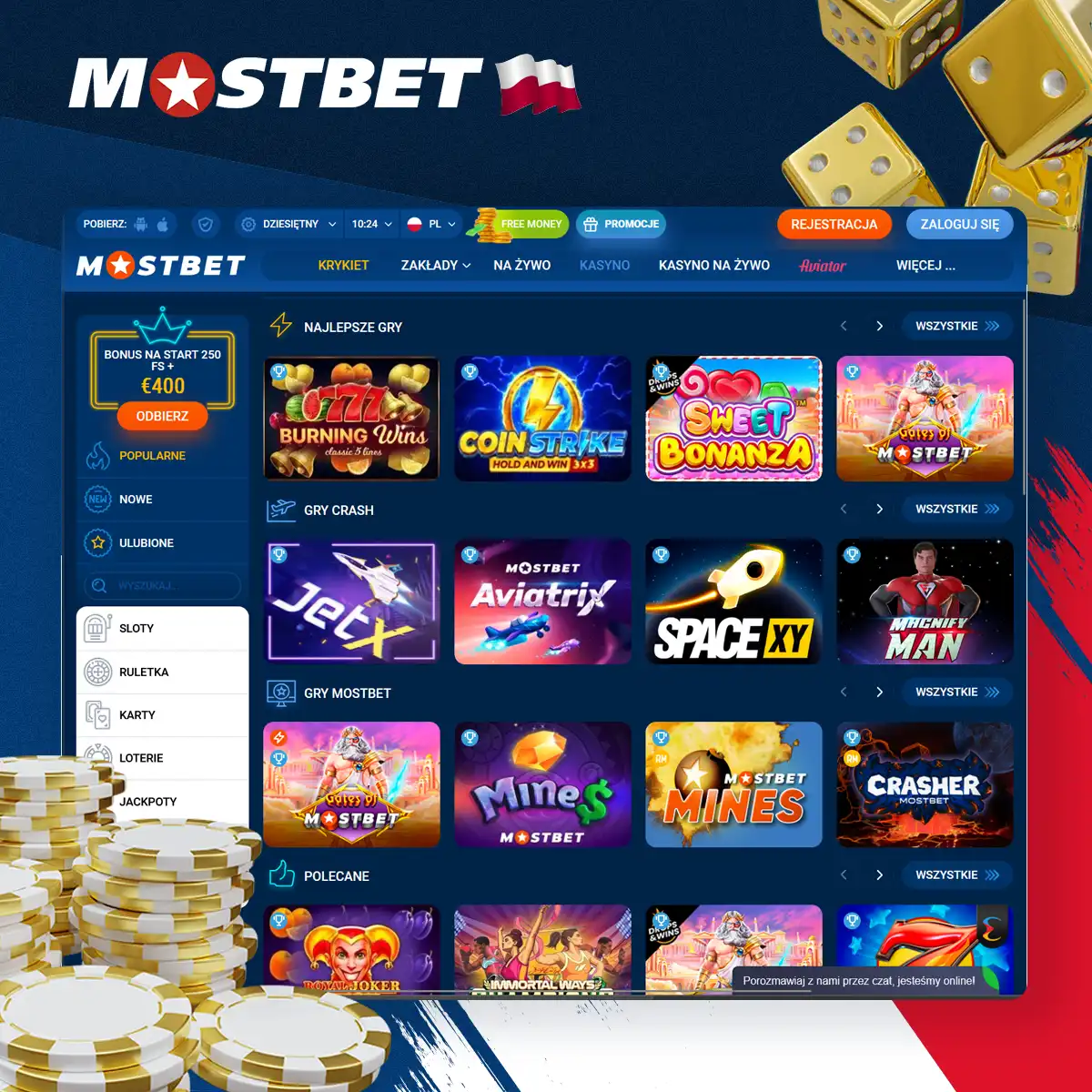 Duży wybór gier w kasynie online Mostbet