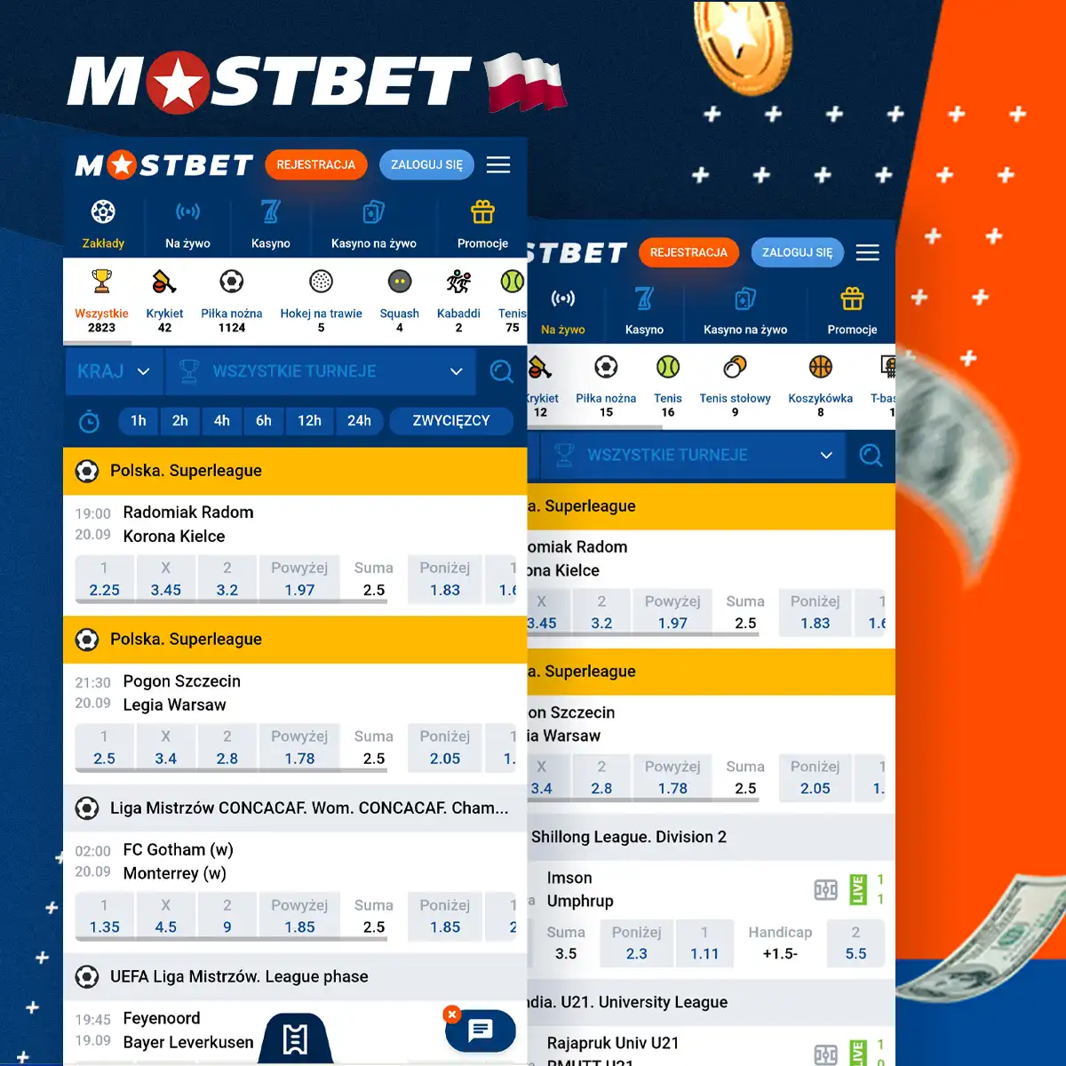 Zakłady sportowe w aplikacji Mostbet Polska