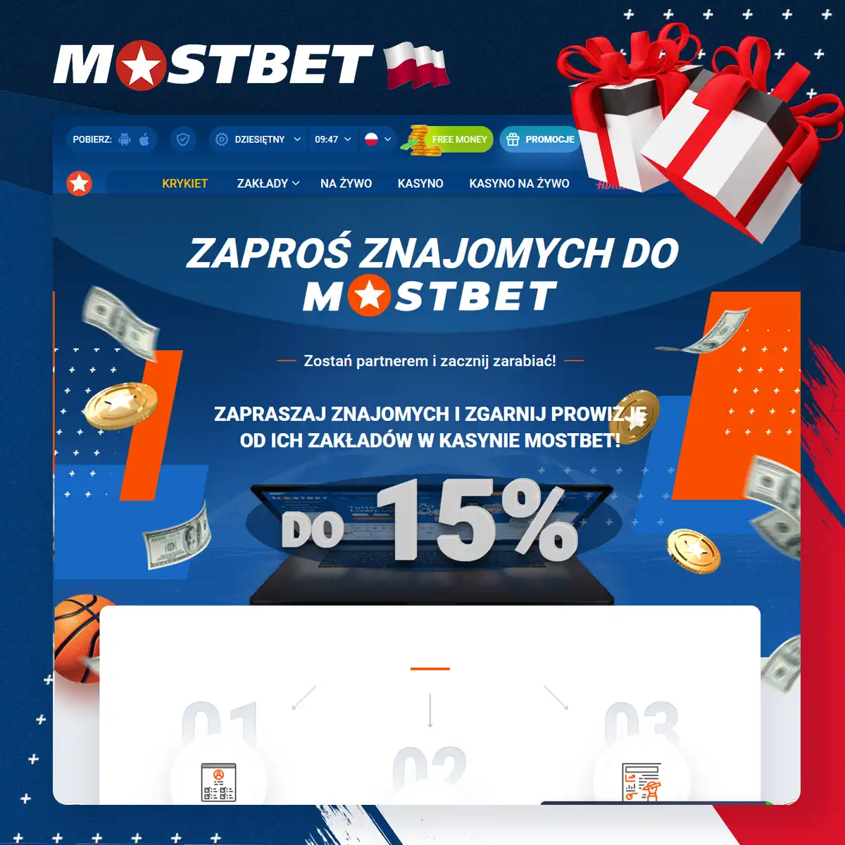 Jak otrzymać bonus od znajomego w Mostbet?